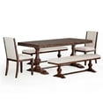 thumbnail image 5 of WAMPAT 5-pieces Farmhouse Dinning Table for 6-8,74.8" Kitchen Table Set with 2 Benches and 2 Chairs,Solid Wood Legs and Cushion Seat for Kitchen & Living Room,Espresso, 5 of 8
