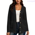 thumbnail image 2 of Lixiuxyad Women Long Sleeve Open Front Cardigan Knit Button Up Cardigan with Pockets Fall Outfits,Black, 2 of 7