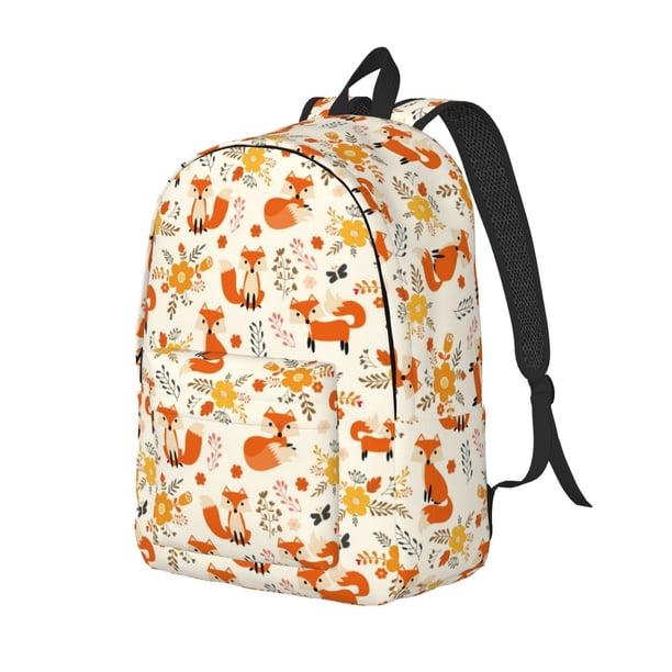 Fotbe Flower Fox Mochila de Lona con Estampado, Mochila Duradera, Mochila Versátil de Alta Calidad, Mochila Compacta Vintage-Small