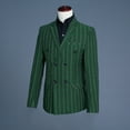 thumbnail image 6 of Stamzod Men's Vertical Stripe Tuxedo Blazer Suits Slim Fit Double-Breasted Suit Jacket one Button Vest And Pants Sets Vintage formal Prom Dinner Suits on Sale, 6 of 6