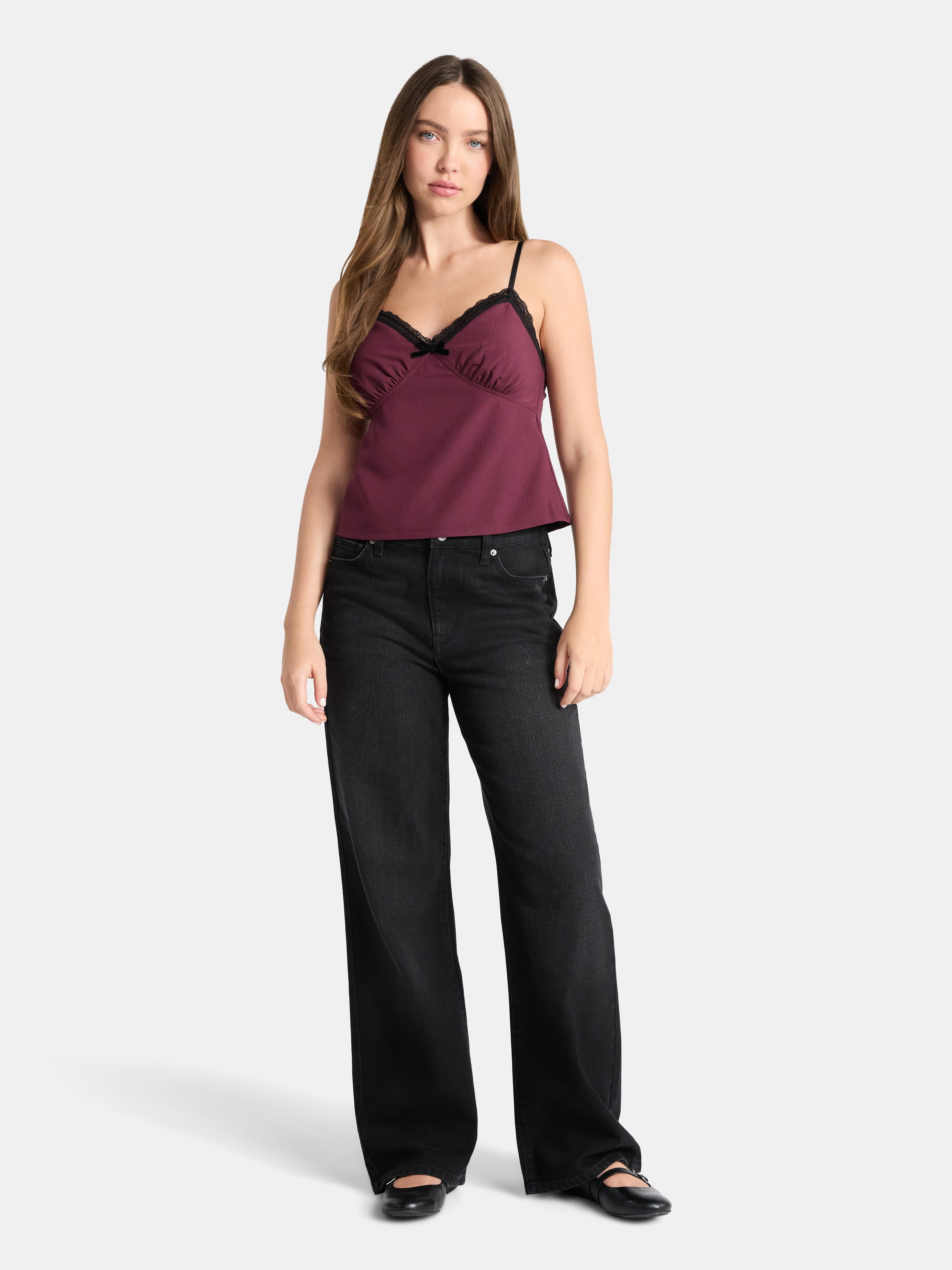 No Boundaries Sweetheart Tank Top with Lace Trim, Women's