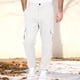 thumbnail image 2 of Amzcrzy Pantalones Clásicos Hombre Color Liso Cintura Elástica Cómodos Transpirables Elásticos Moda Informal Senderismo Pescar Correr Ejercicio Bolsillos Tallas S-3XL Blanco, 2 of 8
