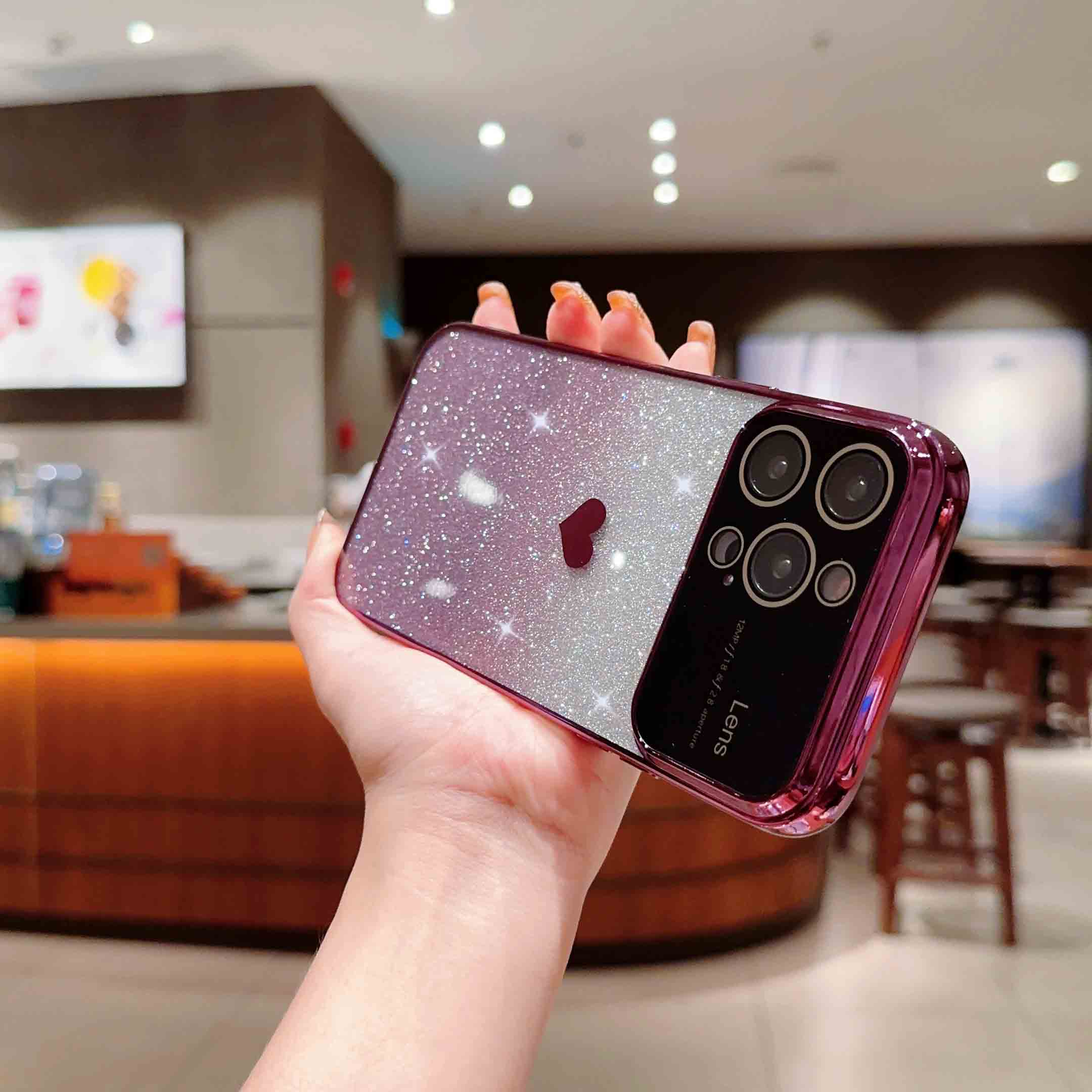 Custodia Per IPhone 12 Glitter Magnetici Con Magsafe - Quadrata Rosa Con Protezione Fotocamera, Antishock Per Donna