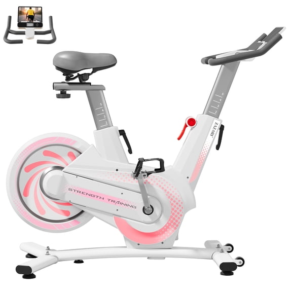ZAZARI Exercise Bike for Home Gym - Heavy Duty Magnetic Stationary Bike with 350 lbs Capacity, Silent Belt Drive, Rear Flywheel & Large Tablet Holder - Comfortable Indoor Cycling Bike