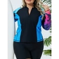 thumbnail image 5 of Charmo Womens Plus Size Long Sleeve Rash Guard Top Zipper Swimsuit Swim Shirt, 5 of 6