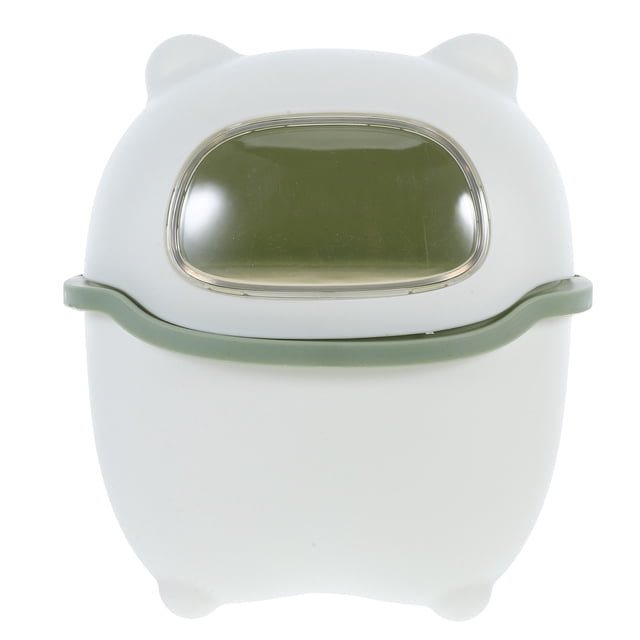 Cubo de basura con forma de oso de dibujos animados, bote de basura de escritorio con tapa, cubo de basura creativo