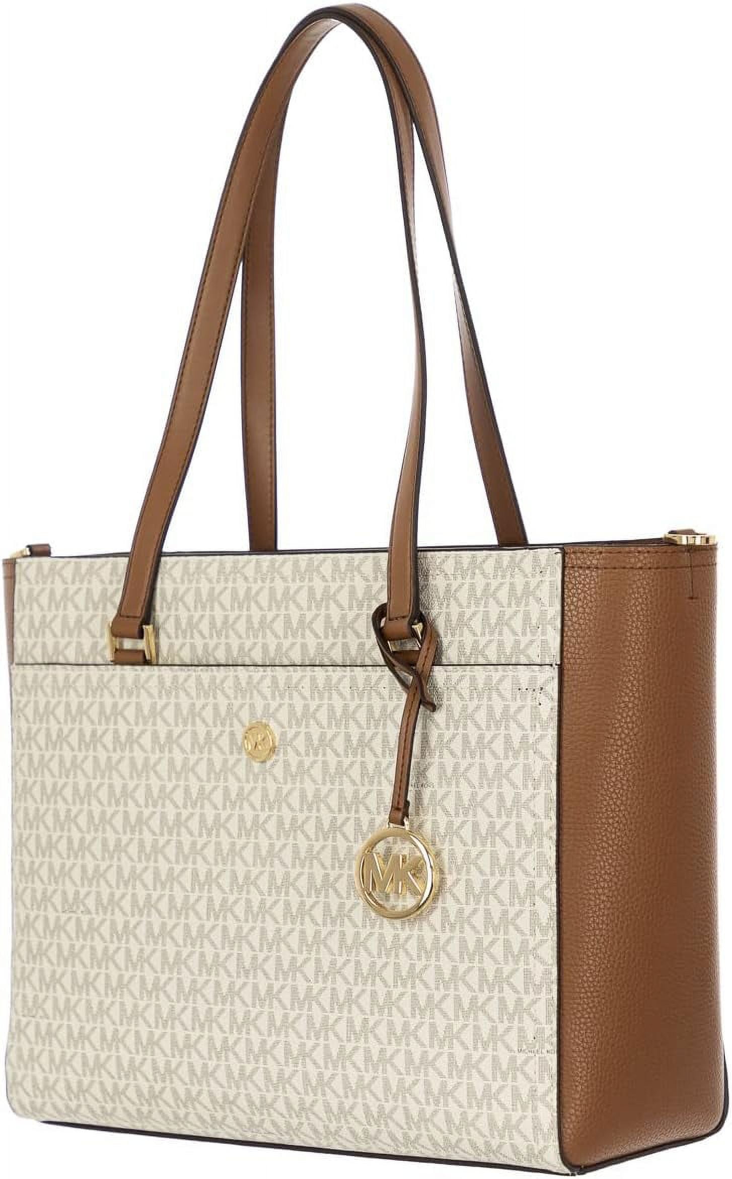 Michael Kors Womens Maisie 3 In 1 Large Top Zip Tote Crossbody Pouch Wristlet MK Signature (Vanilla) 35T1G5MT7B-149