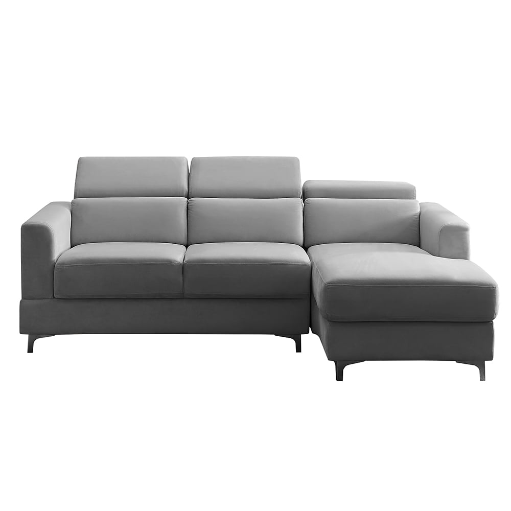 Kepooman Modern L-Shaped Sofa Sleeper Bed, Velvet Facing, Gray Kepooman Modern L-Shaped Sofa Sleeper Bed, Velvet Facing, Gray
