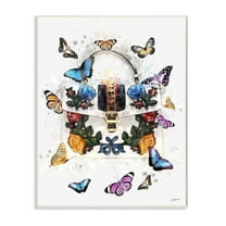 Stupell Industries Fashion Buckle Purse Colorful Butterflies and Florals Design by Ziwei Li