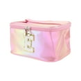 thumbnail image 1 of 1 Pc Bolsa de Maquillaje de Letras Cuadradas E para Mujeres para Vacaciones y Actividades al Aire Libre Rosa PU, 1 of 3