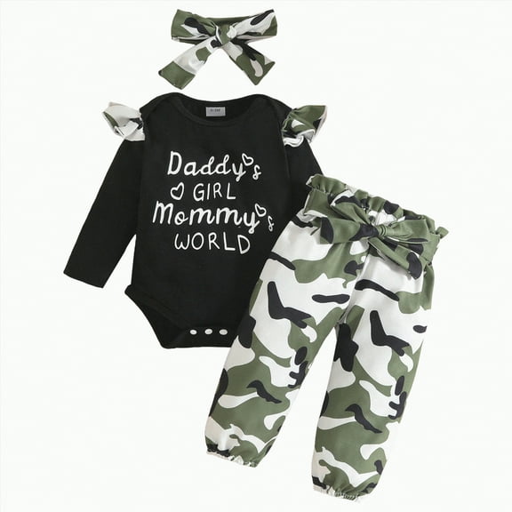 HCNTES Baby Girl Clothes Romper Fall Winter Outfits Gifts For Girls Cute Bell Bottoms Pant Sets(0-3 Months,Black_o1)