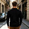 thumbnail image 4 of Mens Long Sleeve Henley Shirts Muscle Fit Ribbed Knit T-Shirt Lightweight Thermal Undershirts Workout Athletic Tee Shirt Black XL, 4 of 9