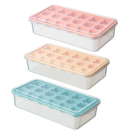 

MEGAWHEELS Ice Cube Tray With Lid|Flexible Flower Shaped Ice Cubes Maker|18 Cells Reusable Ice Cube Molds For Whiskey Cocktails Beers And Juice Beverages(3 Colors Optional)