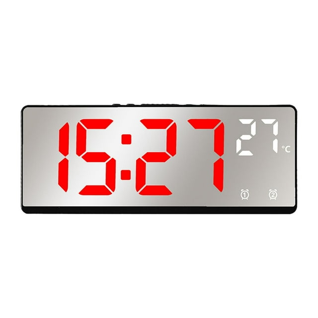 GUOOL Digital Alarm Clock Battery Powered or USB Adjustable Brightness 12H 24H Desktop Red Light