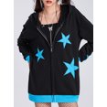 thumbnail image 2 of Women Y2k Zip Up Hoodies Stars Pattern Long Sleeve Jacket Casual Oversized Sweatshirts for Teen Girl, 2 of 7