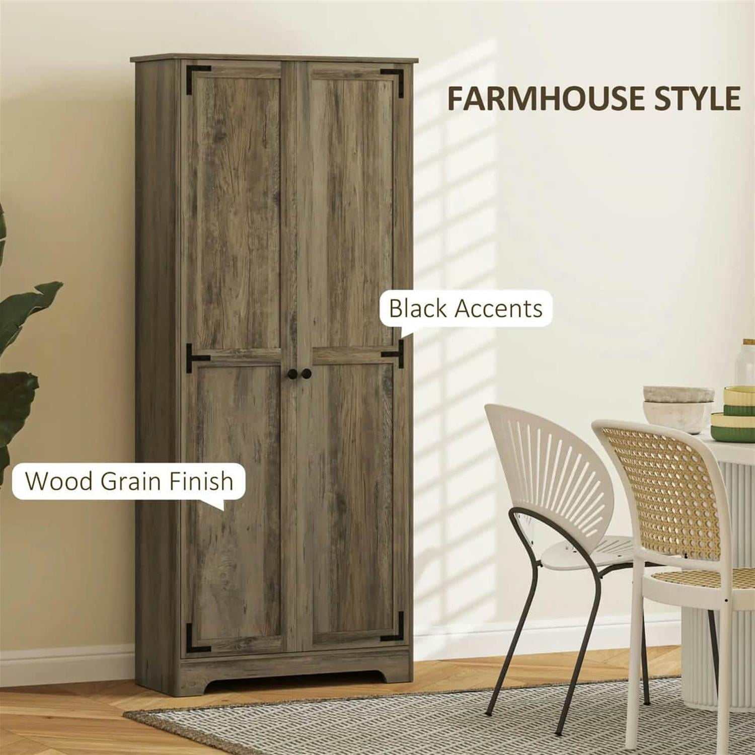 Demi Bonn 71" Large Kitchen Pantry Cabinet, Freestanding Storage with 6 Adjustable Shelves for Home Organization, Gray