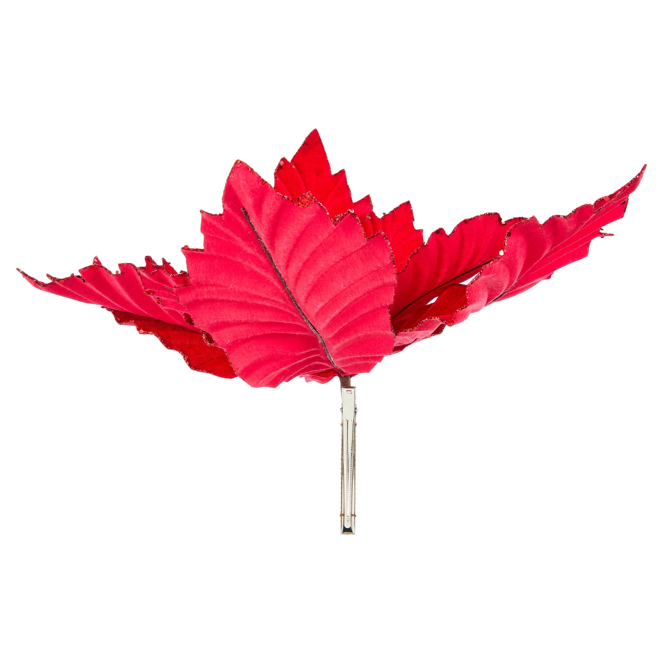 Red Velvet Poinsettia Christmas Clip Ornament, 17", by Holiday Time