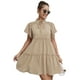 thumbnail image 1 of Vestido, Mini vestido de manga corta con volantes y cuello alto para mujer Tomshoo Beige/Grande, 1 of 7