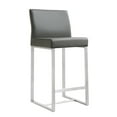 thumbnail image 2 of TOV Furniture Denmark Grey Vegan Leather Counter Stool with Silver Legs - Set of 2, 2 of 10