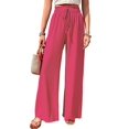 thumbnail image 2 of Women'S Wide Leg Lounge Pants High Waisted Adjustable Tie Knot Loose Trousers Red L, 2 of 10