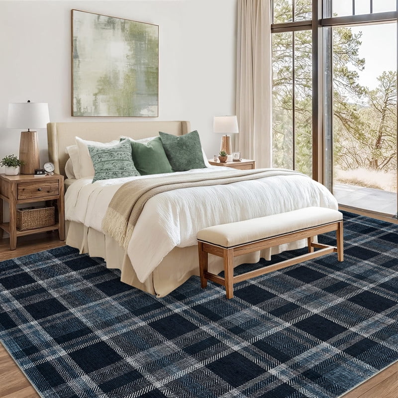 5'x7' Modern Washable Area Rugs for Living Room Tartan Ultra Soft Rug for Bedroom Farmhouse Non Slip Throw Rugs for Home Office