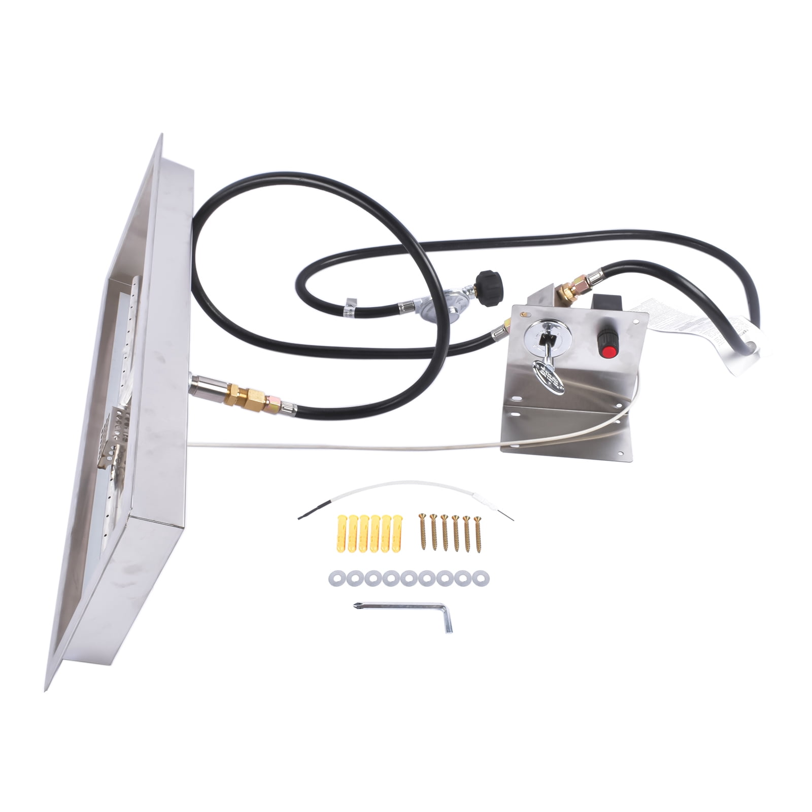 24x8 Inch Stainless Steel Rectangular Fire Pit Burner Pan Kit for Indoor & Outdoor Use