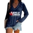 thumbnail image 1 of MHFRRA Camiseta de Manga Larga con Cuello En V y Estampado de La Bandera de Canadá para Mujer Marina de Guerra, 1 of 3