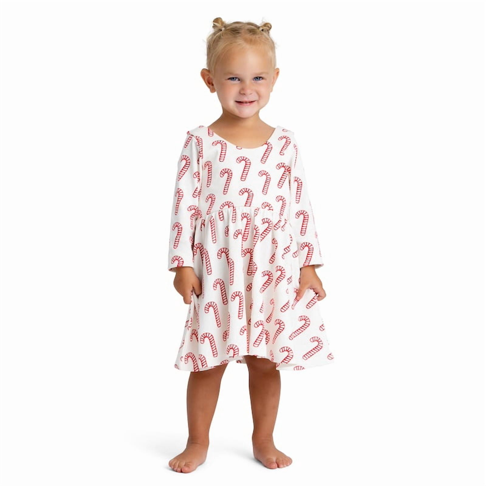 M+A by Monica + Andy Organic Cotton Long Sleeve Let's Dance Dress, Sizes 12-18M-5T