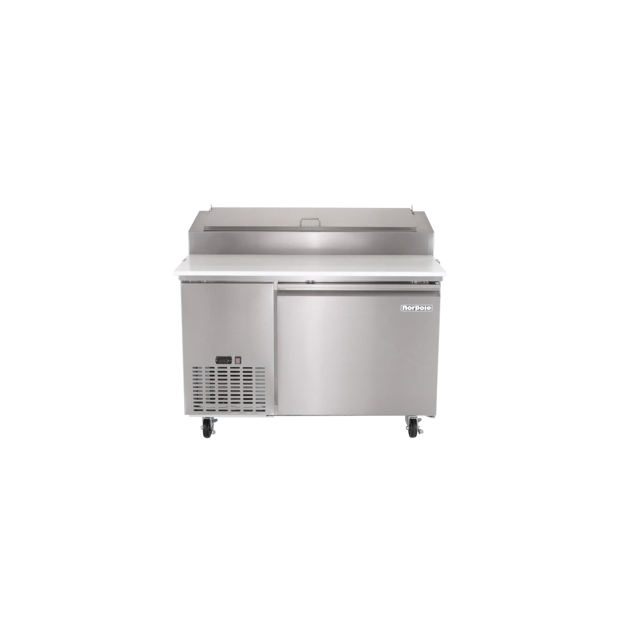 Norpole 13.8 cu. ft. Single Door Commercial Pizza Prep Freezerless Refrigerator in Stainless Steel in Stainless Steel