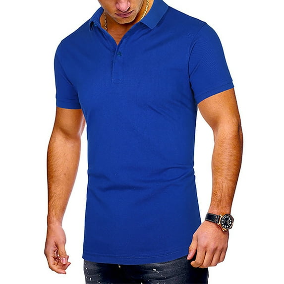 Capreze Mens Golf Polo Shirt Short Sleeve Regular Fit Blouses Solid Color Casual Sport Tshirts