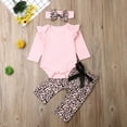 thumbnail image 2 of 3PCS Infant Toddler Baby Girl Clothes Floral Ruffle Romper Long Sleeve Bodysuit Halen Pants Headband Outfits, 2 of 7