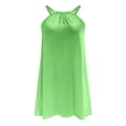 thumbnail image 4 of Usmixi Formal Dresses for Women Beach Casual Loose Swing Tank Mini Sun Dress Round Neck Sleeveless Solid Summer Short Dresses Green XXL Clothes, 4 of 5