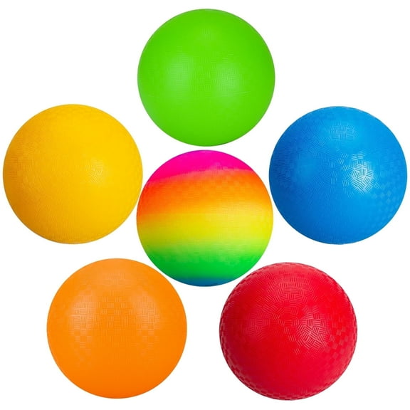 PLAYZAP Playground Balls - 8.5 Inch (6-Pack) Kickball Dodgeball Rubber Bouncy Inflatable Balls for Kids Adults, Indoor & Outdoor ball Games, Four Square, Recess, Dodge Ball, Handball W/air Pump