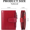 thumbnail image 3 of Cartera pequeña de mujer roja de piel auténtica con bloqueo compacto Cartera pequeña para mujer, 3 of 5