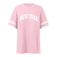 thumbnail image 3 of Women's NYC Graphic Striped Summer Casual Loose Fit Short Sleeve T-Shirt Plus Size Fashion Top Comfortable Stylish Tee, 3 of 3