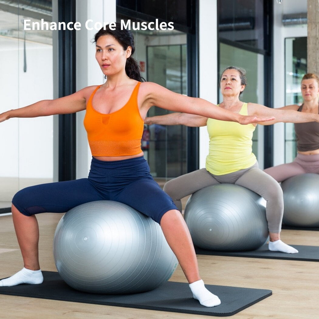 Cardio Drumming Equipment Set, Fitness Balance Ball with Pump & 3.2oz Sticks, Aerobic Exercise Ball for Workouts, Stability, Pilates, Yoga, Pregnancy Gymnastics
