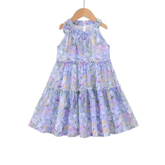 Baby Girls Clothes Toddler Girl Floral Dress 3T Girls Summer Dress 4T Girls Sleeveless Halter Dress Purple
