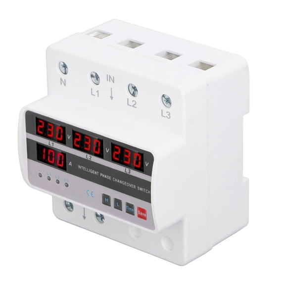 M Buder 3 Phase Voltage Transfer Switch, DIN Rail Mounted Electrical Selector Switch, Voltage Current Protection Device, AC220V 100A, White