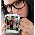 thumbnail image 2 of 3dRose, Vintage Victorian Flower Pattern - Pink And White Camellia Flowers, 11oz Two-Tone Black Mug, 2 of 7