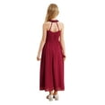 thumbnail image 2 of vastwit Girls Halter Neck Ruched Chiffon Wedding Party Bridesmaid Ball Gown Maxi Long Flower Dress Burgundy 6, 2 of 7