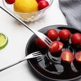 thumbnail image 6 of 6 Piece Stainless Steel Fruit Fork Set Small Dessert Fondue Forks with Heat Resistant Black and Wooden Style Handles Portable Appetizer Tableware PP Handle, 6 of 7