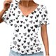 thumbnail image 1 of Puntoco Blusas cortas de liquidación para mujer, blusa informal de manga corta con cuello en V y estampado para mujer, 1 of 5