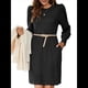 thumbnail image 1 of Vestido de Punto para Mujer con Mangas Abullonadas, Cuello Redondo, Informal, para Otoño e Invierno Negro XL, 1 of 6