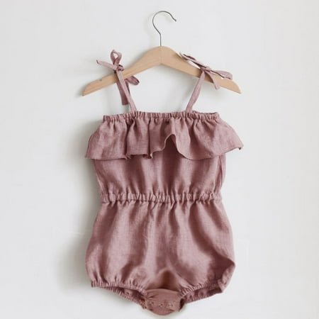 

DanceeMangoos Summer Baby Girls Clothing Newborn Baby Girl Solid color Linen Cotton Sleeveless Romper Cute Baby Clothes