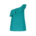 thumbnail image 4 of ohmzyzo Womens One Shoulder Tops Ruffled Solid Color Tunic Shirts Summer Sleeveless Loose Tank Top, 4 of 6