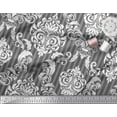 thumbnail image 2 of Soimoi Gray Rayon Crepe Fabric Stripe & Vector Design Damask Print Sewing Fabric Yard 46 Inch Wide, 2 of 3