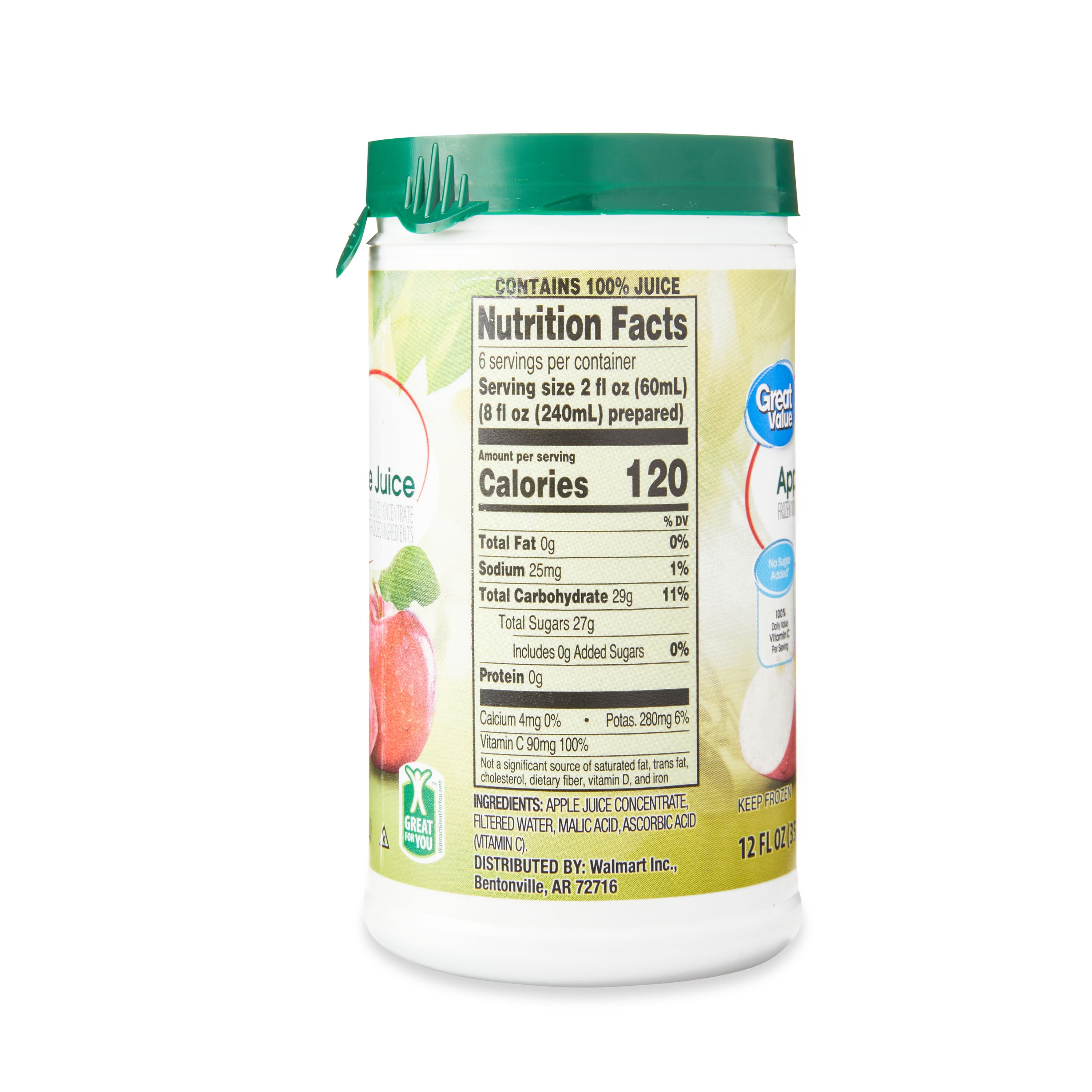 Great Value Apple Juice, 12 fl oz (Frozen)