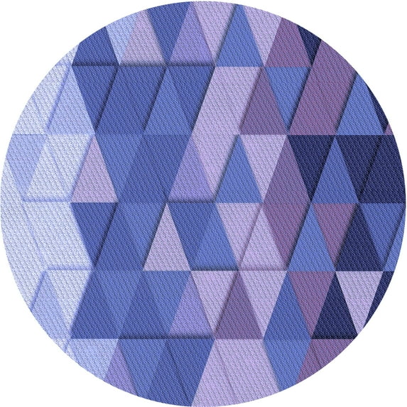 Ahgly Company Indoor Round Patterned Purple Mimosa Purple Area Rugs, 4' Round