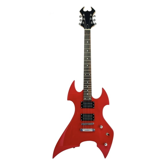 Full Size Right Handed Heavy Metal Style Electric 6 String Guitar, Solid Wood Body, Bolt on Neck Deep Red