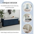 thumbnail image 6 of Harper & Bright Designs Entryway Storage Bench with Cushion Woodenb Shoe bench with Seat, 3 Shutter-shaped Doors, Hidden Storage Space, Antique Navy, 6 of 11
